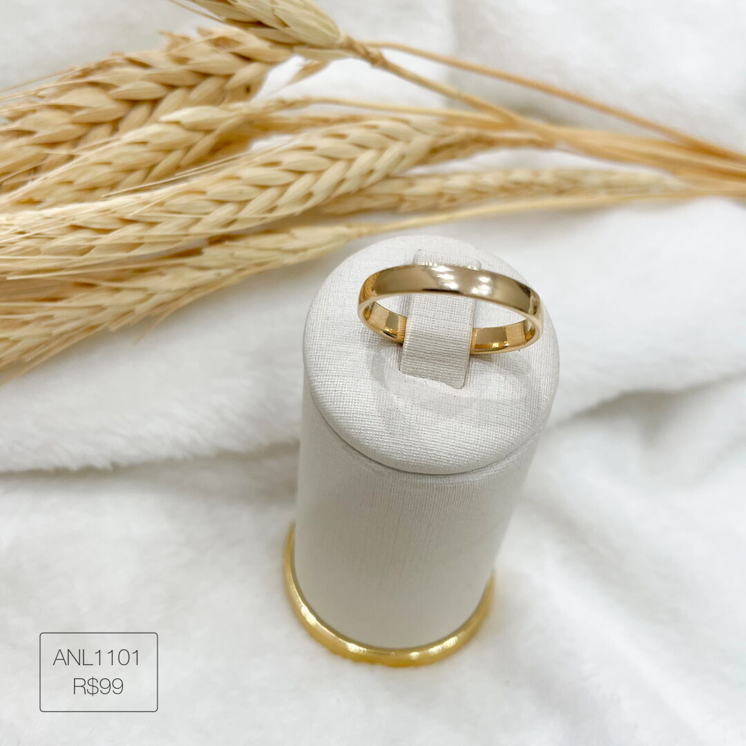 Aliança Abaulada Clássica 3mm Dourada